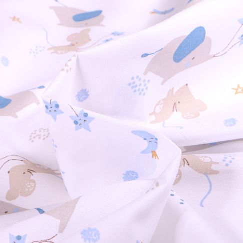 Tissu Coton imprimé Bio Merveil sur fond Blanc