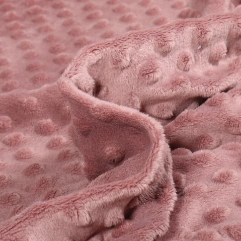 Tissu Minky Ultra doux Pois Rose romantique