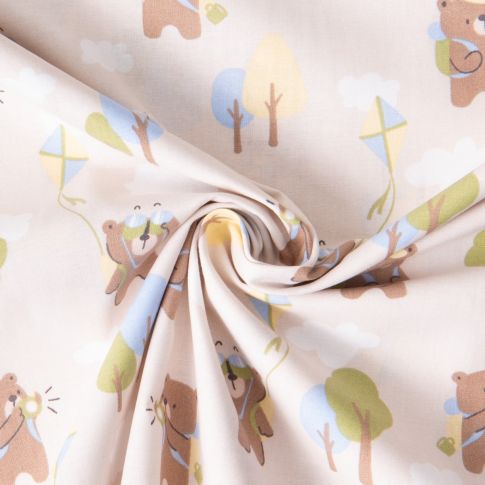 Tissu Coton imprimé Arty Ours Miro sur fond Beige