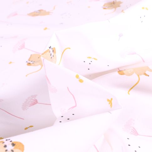Tissu Coton imprimé Arty Misoa sur fond Blanc