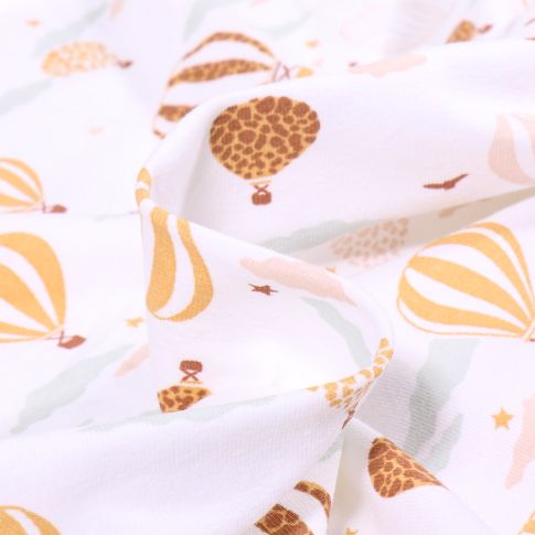 Tissu Jersey Coton Arty Mong sur fond Blanc