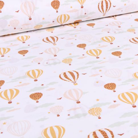 Tissu Coton imprimé Arty Mong sur fond Blanc