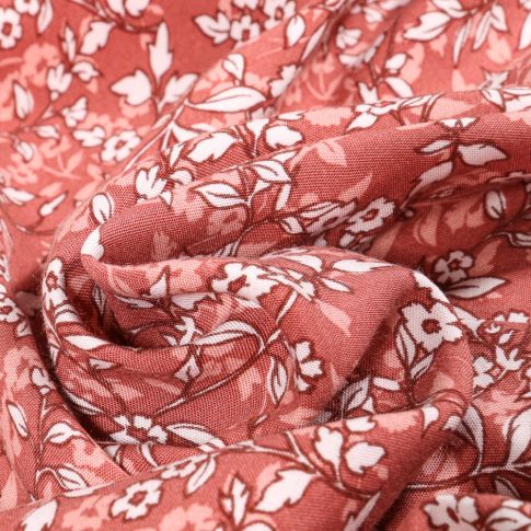 Tissu Viscose Arty Mumbai sur fond Marsala