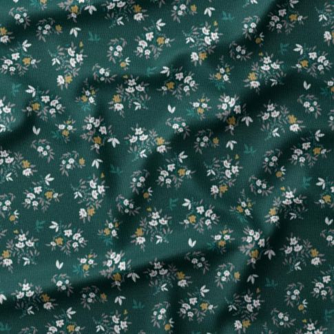 Tissu Velours milleraies Namra sur fond Vert canard