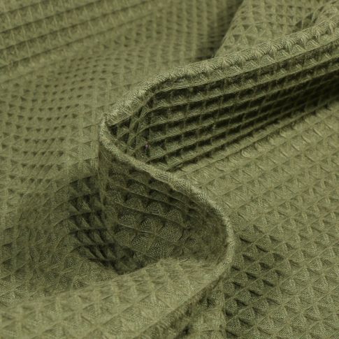 Tissu Nid d'abeille Vert kaki