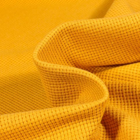 Tissu Jersey Nid d'abeille uni Moutarde