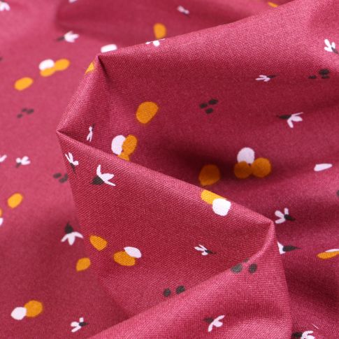 Tissu Coton imprimé Arty Nozbi sur fond Prune