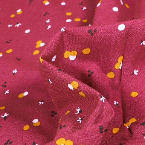 Tissu Viscose Nozbi sur fond Prune
