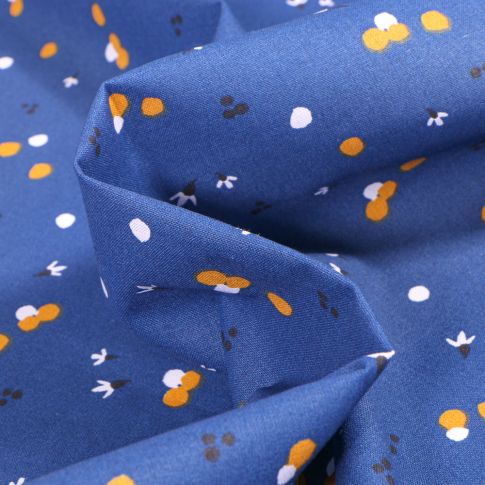 Tissu Coton imprimé Arty Nozbi sur fond Bleu