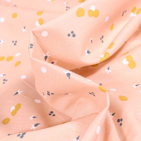 Tissu Coton imprimé Arty Nozbi sur fond Rose nude
