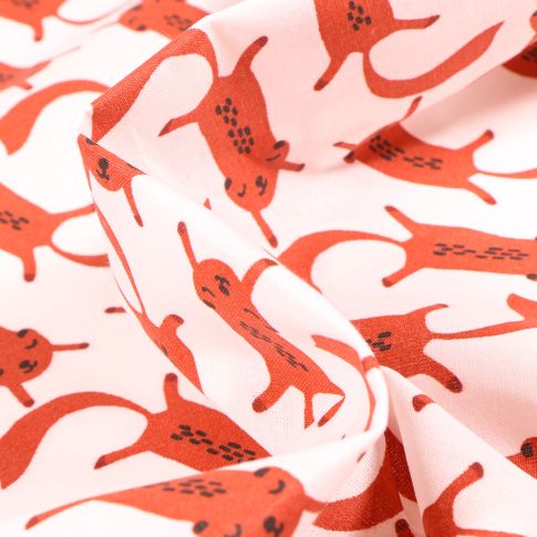 Tissu Coton imprimé LittleBird Ecureuils sur fond Blanc