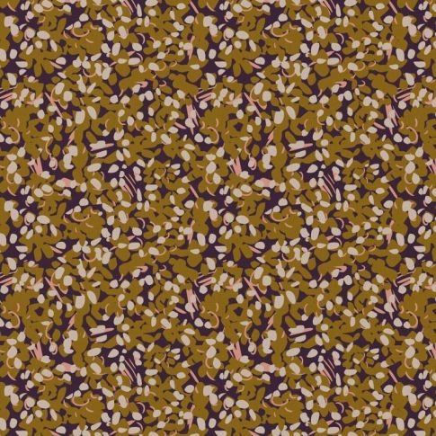 Tissu Viscose imprimé Oizco café sur fond Ocre