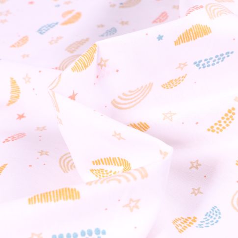 Tissu Coton imprimé Arty Okolo sur fond Blanc