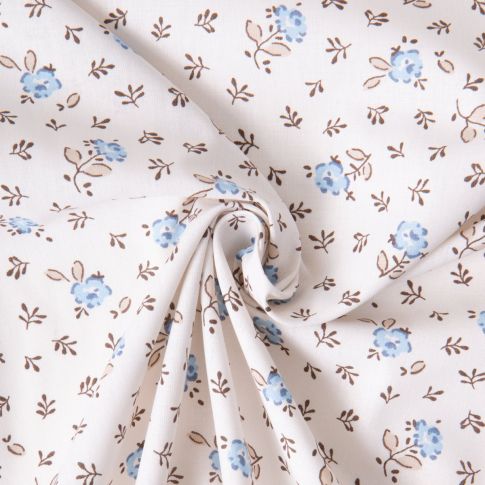 Tissu Coton imprimé Arty Fleuris Olymp sur fond Ecru
