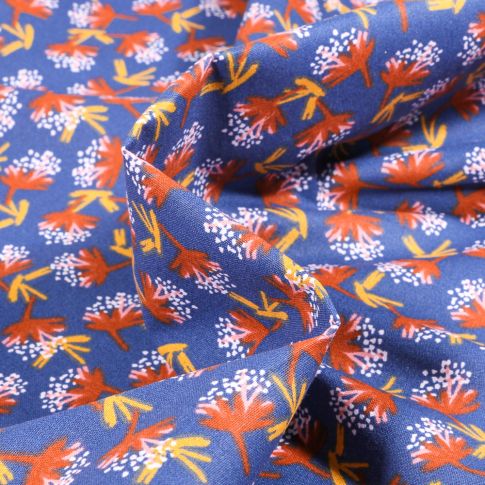 Tissu Coton imprimé Arty Ombilo sur fond Bleu