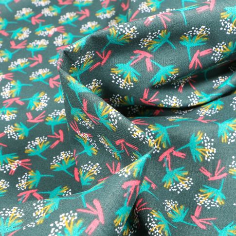 Tissu Coton imprimé Arty Ombilo sur fond Vert