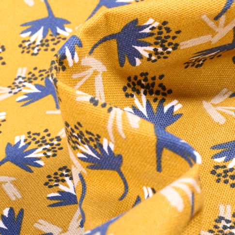 Tissu Toile de Coton Omby sur fond Jaune