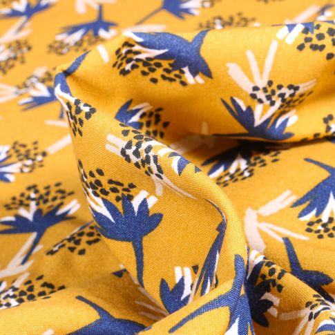 Tissu Viscose Arty Omby sur fond Jaune