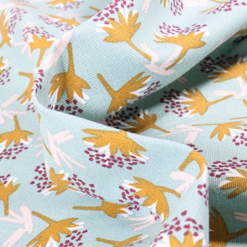 Tissu Toile de Coton Omby sur fond Vert menthe clair