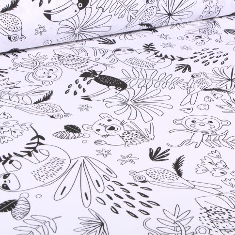 Tissu Coton à colorier Arty Payakolo sur fond Blanc
