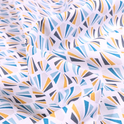 Tissu Coton imprimé Arty Payani jaune sur fond Blanc