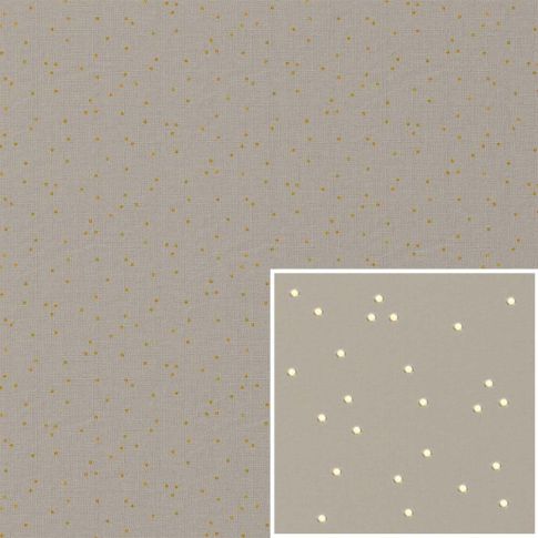 Tissu Canvas effet Lin Pimiz doré sur fond Naturel