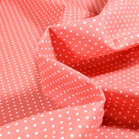 Tissu Coton imprimé Arty Piselli sur fond Corail