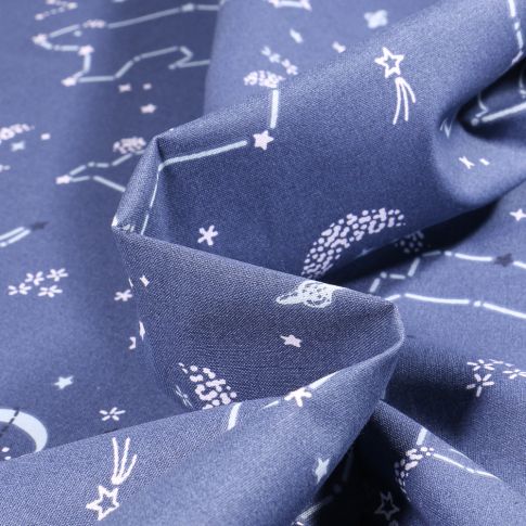 Tissu Coton imprimé Arty Nuit polaire sur fond Bleu
