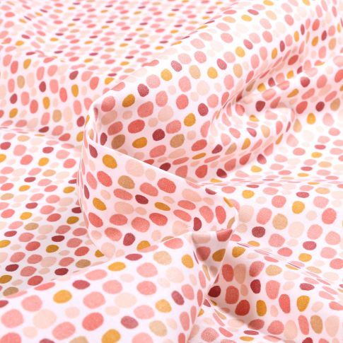Tissu Coton enduit Potol rosa sur fond Blanc