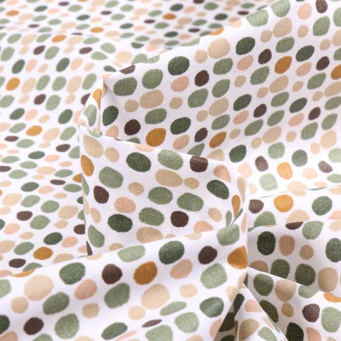 Tissu Coton enduit Potol kaki sur fond Blanc