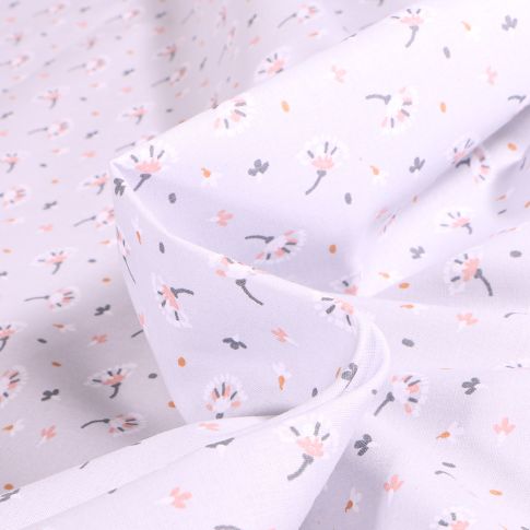 Tissu Coton imprimé Arty Prile sur fond Gris perle