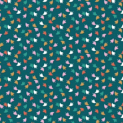 Tissu Popeline de Coton Pucy sur fond Vert sapin