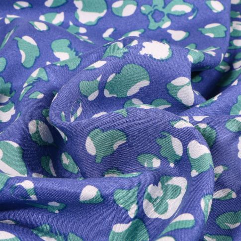 Tissu Viscose Arty Reloy sur fond Bleu