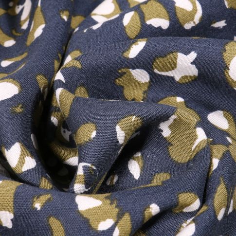 Tissu Viscose Arty Reloy sur fond Bleu nuit