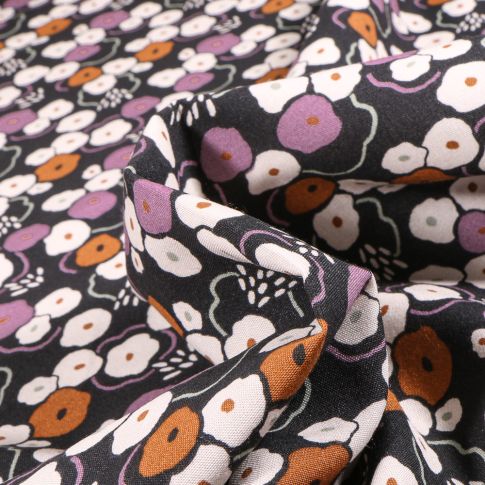 Tissu Viscose Rinad sur fond Noir