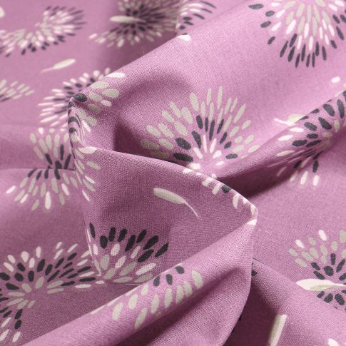Tissu Coton imprimé Arty Roami sur fond Lilas