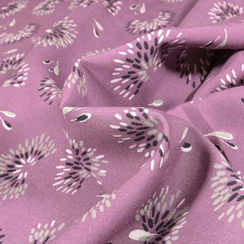 Tissu Viscose Arty Roami sur fond Lilas