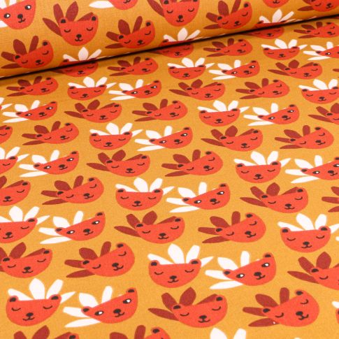 Tissu Coton imprimé Arty Rody sur fond Jaune