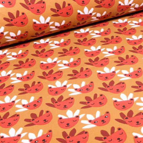 Tissu Jersey Coton Rody sur fond Ocre