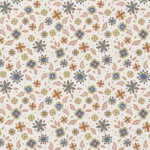 Tissu Coton imprimé Arty Rozia fleuris sur fond Ecru