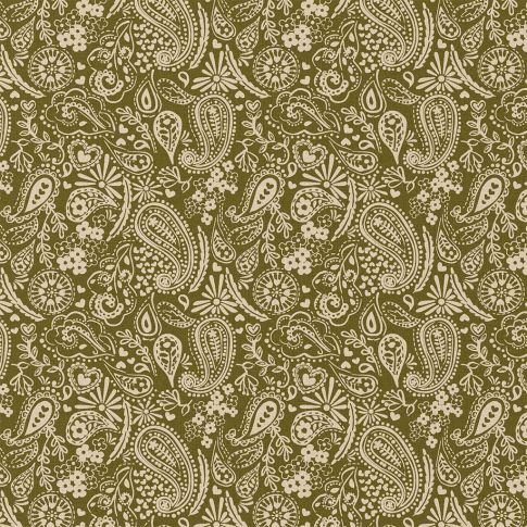 Tissu Coton imprimé Arty Cachemire Paisley sur fond Vert