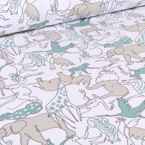 Tissu Coton imprimé Arty Saféro sur fond Blanc