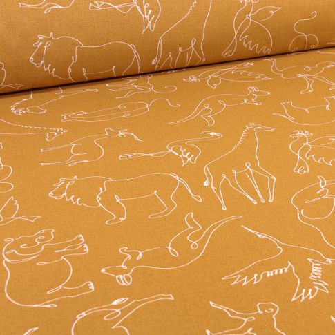 Tissu Coton imprimé Arty Samena sur fond Jaune