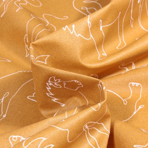 Tissu Coton enduit Samena sur fond Ocre