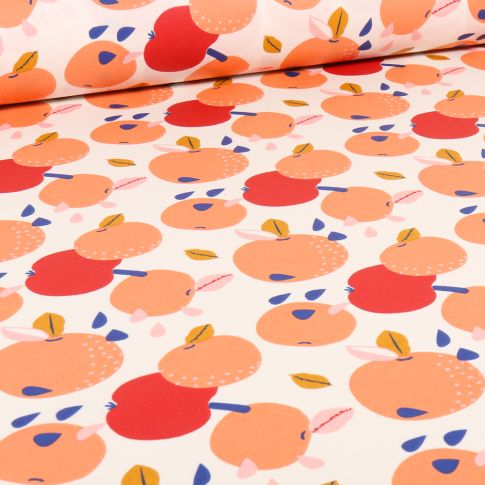 Tissu Coton enduit Satsuma sur fond Blanc