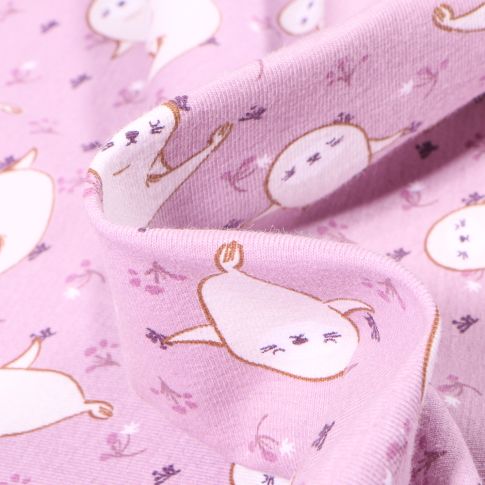 Tissu Jersey Coton sur fond Rose
