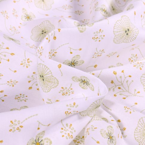 Tissu Coton imprimé Arty Pilli sur fond Blanc
