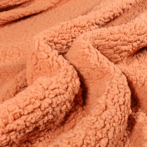 Tissu Fausse fourrure Sherpa Brique