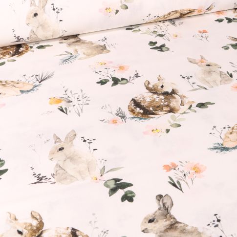 Tissu Coton imprimé Digital Arty Sherwood sur fond Ecru