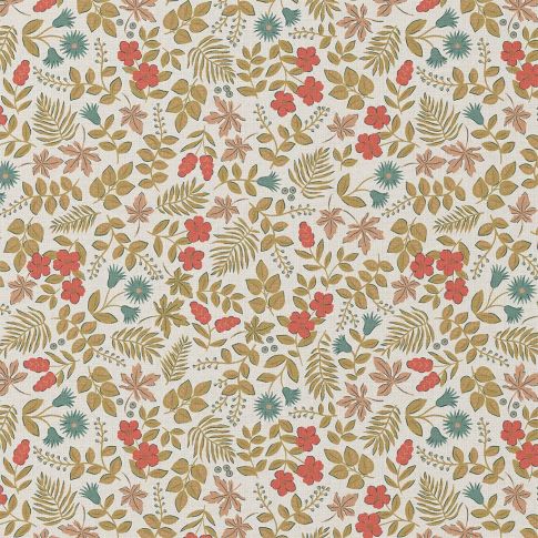 Tissu Coton imprimé Arty Sho fleuris sur fond Blanc cassé